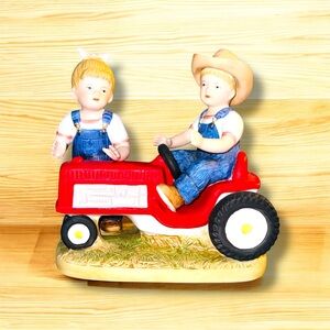 Denim Days by Homco 1985 Danny & Debbie "First Tractor" Figurine - #1525